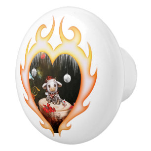 Little christmas cow ceramic knob