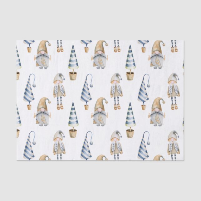 Little Christmas Festive Gnomes Tissue Paper (Front)