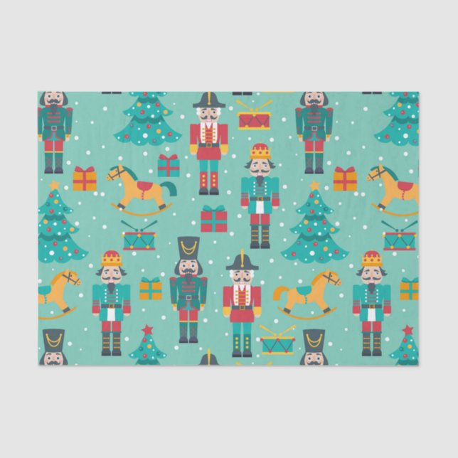 Little Christmas Festive Nutcrackers Tissue Paper (Front)