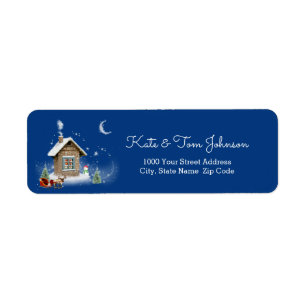 Little Christmas House Return Address Label