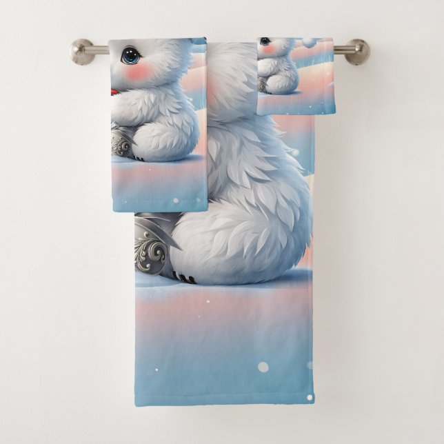 Little Christmas polar bear  Bath Towel Set (Insitu)