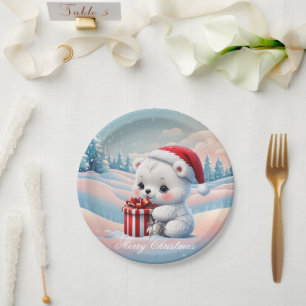 Little Christmas polar bear  Paper Plate