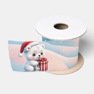 Little Christmas polar bear  Satin Ribbon