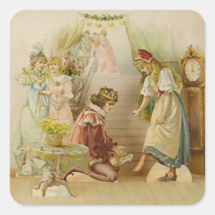 “Little Cinders” Fairy Art by E S Hardy Square Sticker