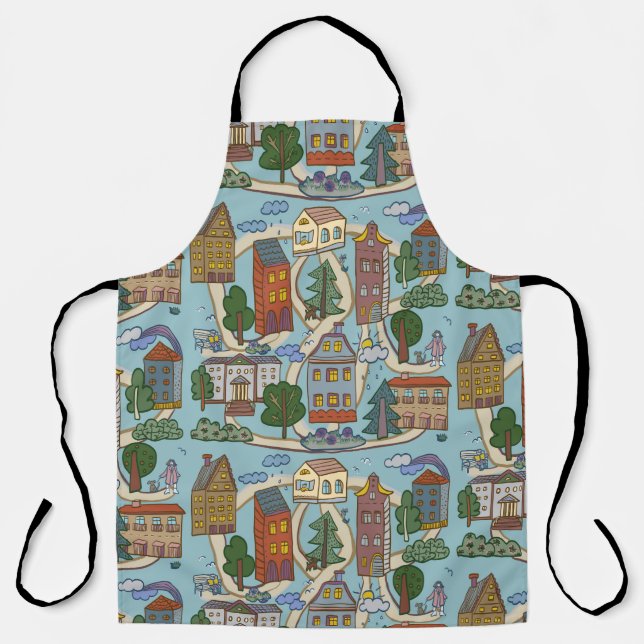 little city houses pattern  apron (Front)
