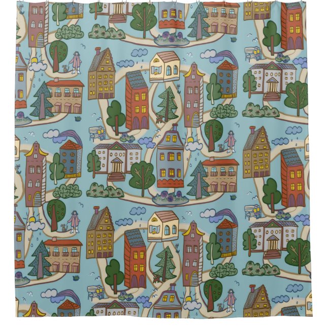 little city houses pattern  shower curtain (Front)