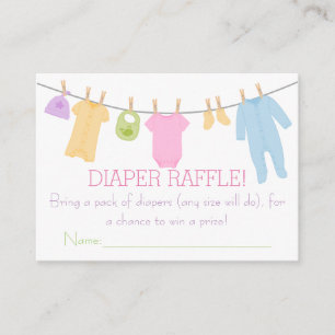 Little Clothes Baby Shower Diaper Raffle Tickets Enclosure Card