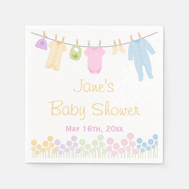 Little Clothes Baby Shower Napkins (Front)