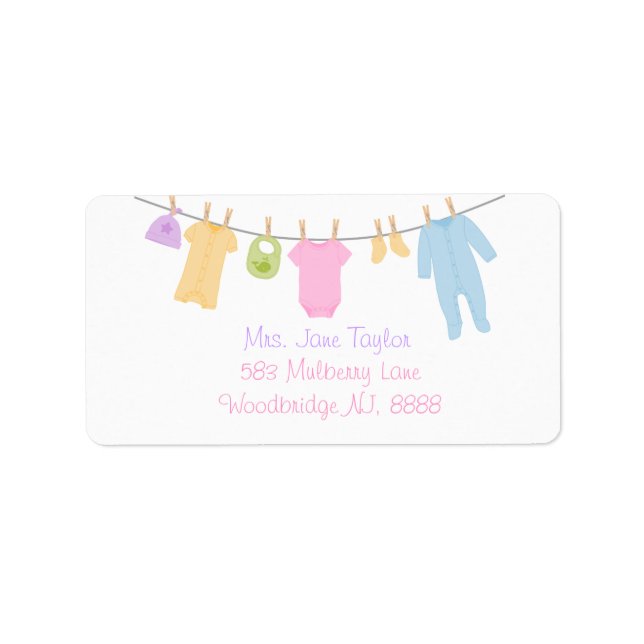 Little Clothes Baby Shower Return Address Labels (Front)