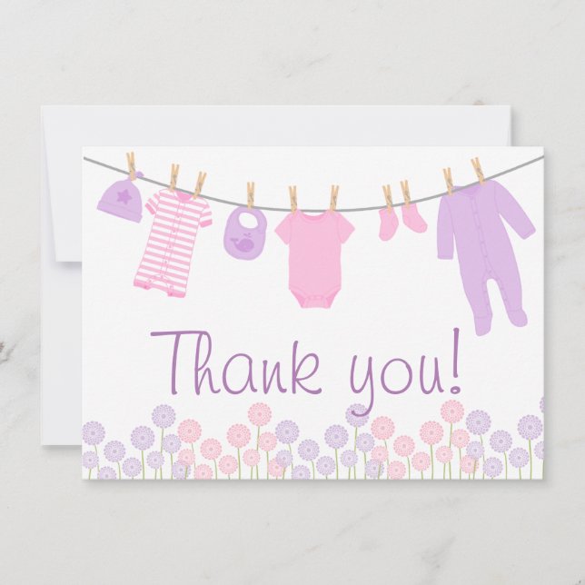 Little Clothes Baby Shower Thank You Cards (Front)