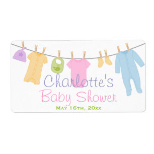 Little Clothes Baby Shower Water Bottle Labels