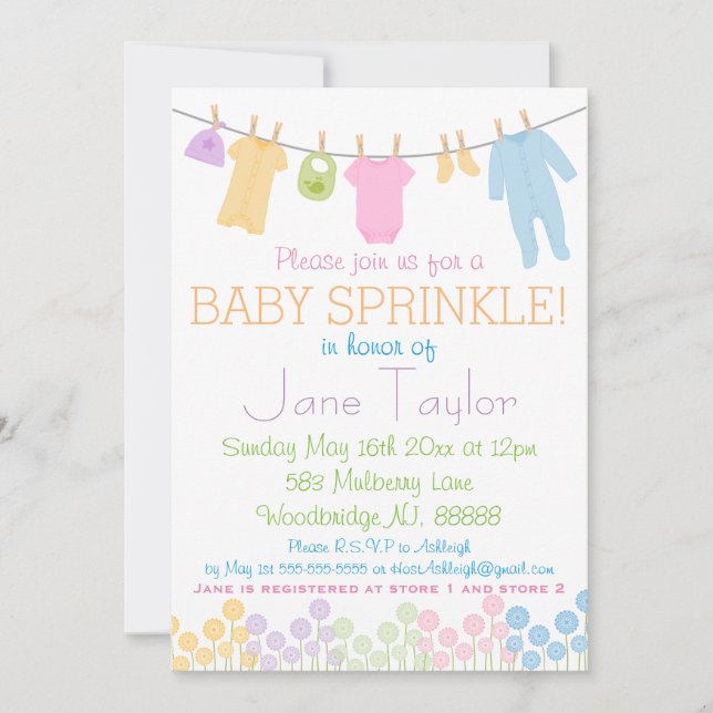 Little Clothes Baby Sprinkle Invitation (Front)