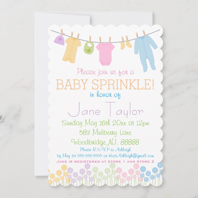 Little Clothes Baby Sprinkle Invitation (Front)