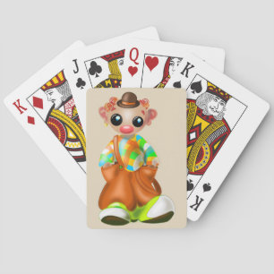 Little Clown Boy Playing Cards
