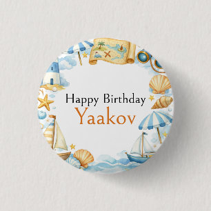 Little Coastal Explorer 4th Birthday For Boy 3 Cm Round Badge