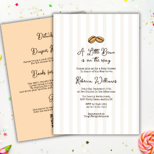 Little Coffee Bean QR code all in one Baby Shower Invitation