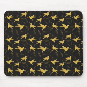 Little colibri bird seamless pattern - dark mouse mat