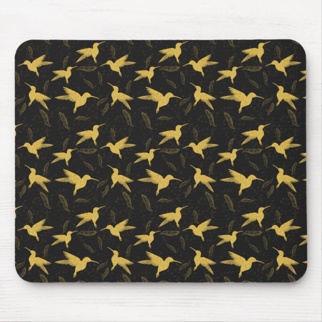 Little colibri bird seamless pattern - dark mouse mat (Front)