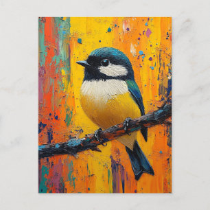 Little Colorful Bird on Branch Postcard