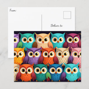 Little Colorful Owls Postcard