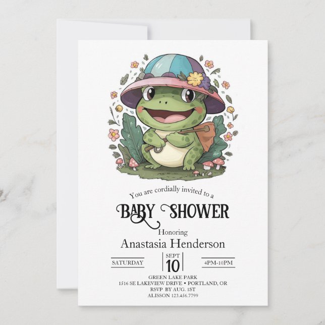 Little Colourful Frog Baby Shower Invitation (Front)