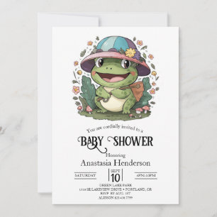 Little Colourful Frog Baby Shower Invitation