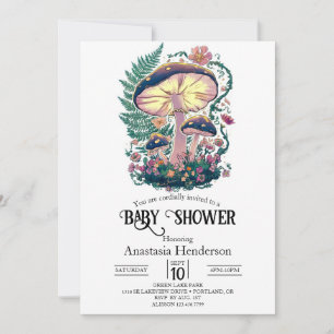 Little Colourful Mushroom Baby Shower Invitation