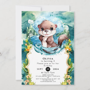 Little Colourful Otter Birthday Invitation