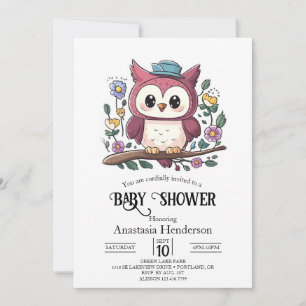 Little Colourful Owl Baby Shower Invitation