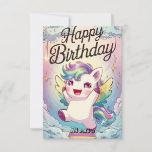 Little Colourful Unicorn Birthday Card