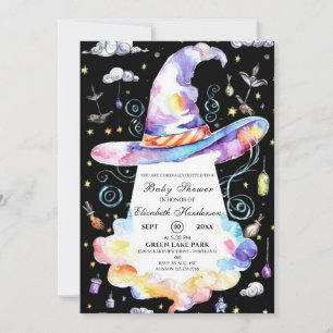 Little Colourful Wizard Hat Baby Shower Invitation