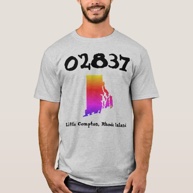 Little Compton, RI Rainbow Zip Code - 02837 T-Shirt (Front)
