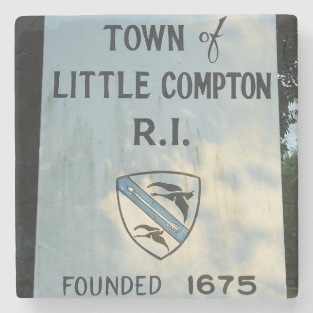 Little Compton, RI sign - Founded 1675 Stone Coaster (Front)