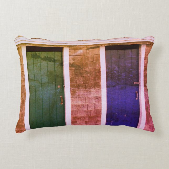 Little Compton, RI Summer Beach Cabanas (LC) Decorative Cushion (Front)