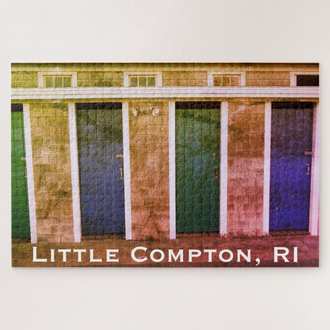 Little Compton, RI Summer Beach Cabanas (LC) Jigsaw Puzzle (Horizontal)