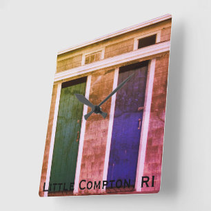 Little Compton, RI Summer Beach Cabanas (LC) Square Wall Clock