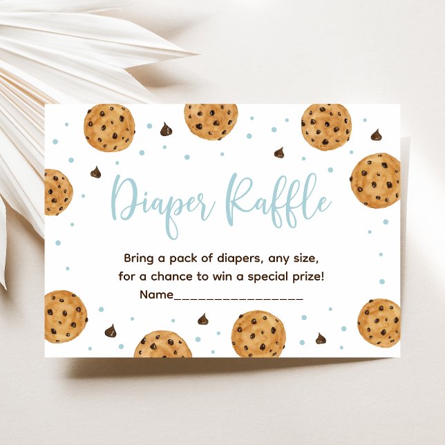 Little Cookie Blue Boy Baby Shower Diaper Raffle Enclosure Card (Creator Uploaded)