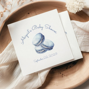 Little Cookie Blue French Macarons Boy Baby Shower Napkin