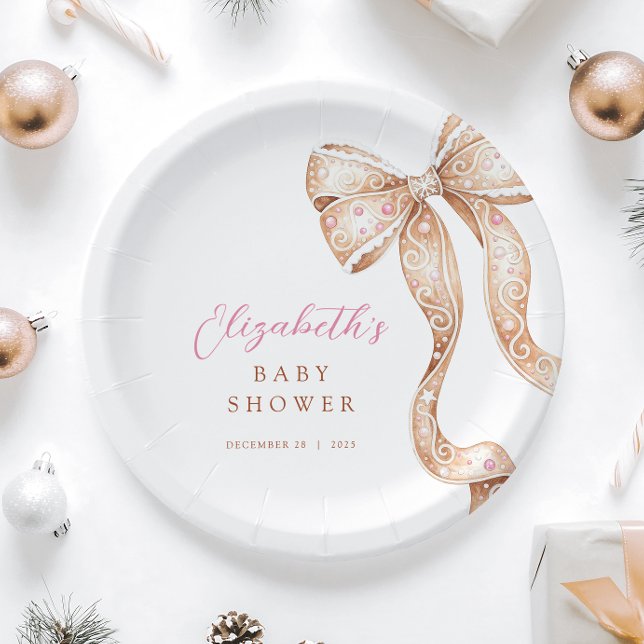 Little Cookie Bow Baby Shower Paper Plate (Creator Uploaded)
