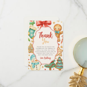 Little Cookie Christmas Baby Shower Thank You Card