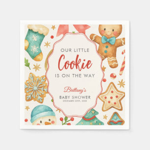Little Cookie Is On The Way Christmas Baby Shower Napkin