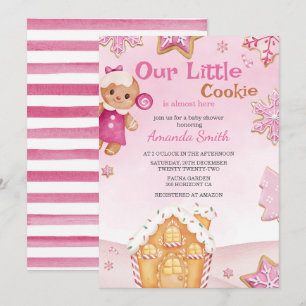 Little Cookie Winter Christmas Girl Baby Shower Invitation