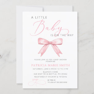 Little Coquette Is On The Way Pink Bow Baby Shower Invitation