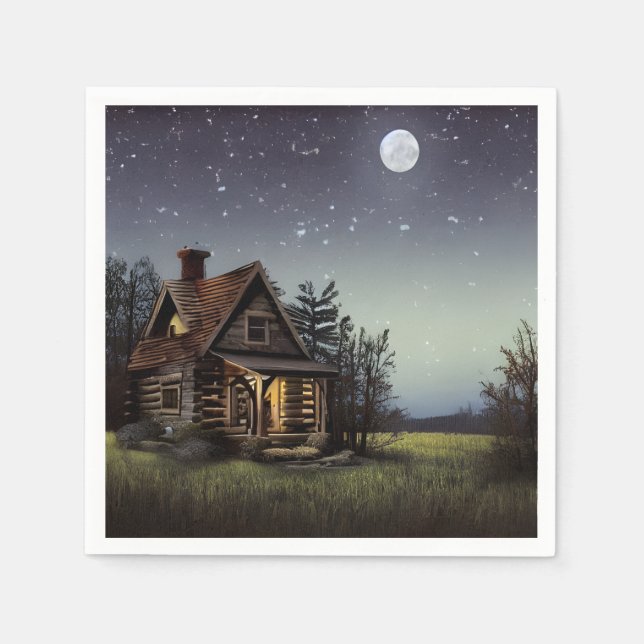 Little Cottage In The Moonlight Napkin (Front)