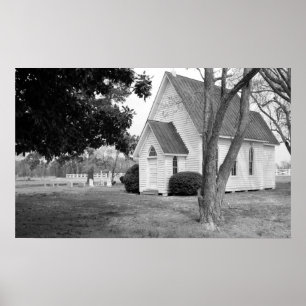 Little Country Church in Black and White Poster