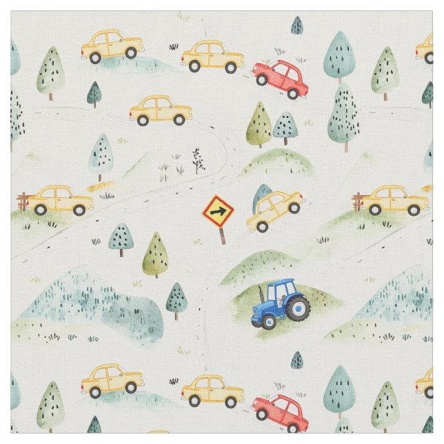 Little Countryside Cruise Fabric (Close Up)
