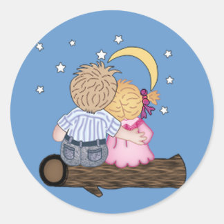 Little Couple watching the Night Sky Stickers