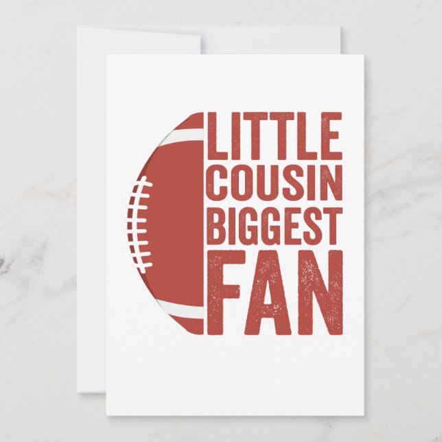 Little Cousin Biggest Fan Football Fall Season Thank You Card (Front)