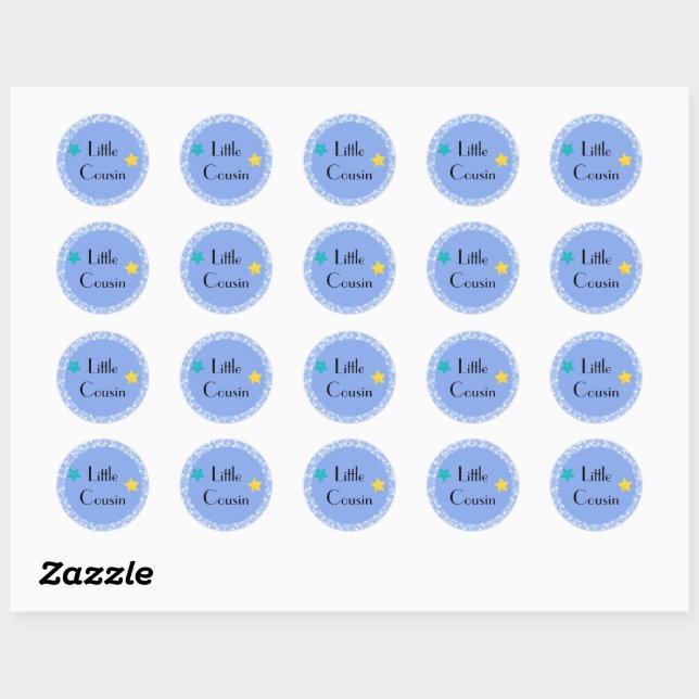 Little Cousin with Stars Classic Round Sticker (Sheet)