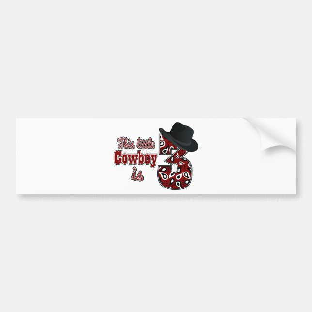 Little Cowboy 3rd Birthday Bumper Sticker (Front)